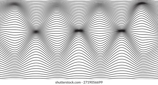 Fundo abstrato mínimo. Ilusão óptica, linhas onduladas finas