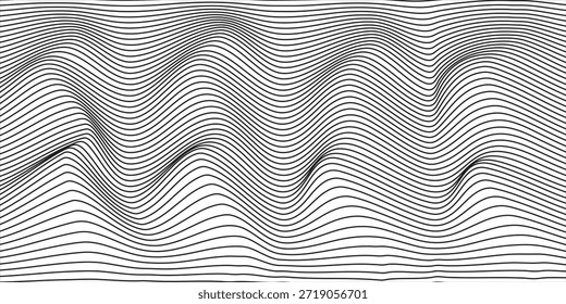 Fundo abstrato mínimo. Ilusão óptica, linhas onduladas finas