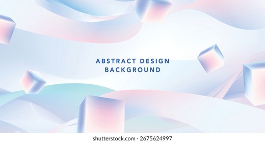 Minimal abstract background with pastel gradient 3D cubes and smooth waves in futuristic design.