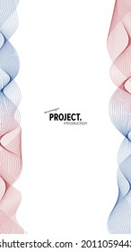 Minimal Abstract background. Simple and stylish blue and red color wavy line with sample text "message, Project, introduction" on white. Design for headline, title, banner. 16:9 HD ratio.