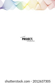 Minimal Abstract background. Simple and stylish rainbow color wavy line with sample text "message, Project, introduction" on white. Design for headline, title, banner, Advertisement. A4 ratio.