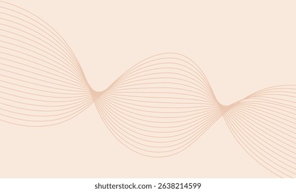 Minimal abstract background with smooth flowing wave lines in soft beige tones. Ideal for elegant presentations, modern branding, invitations, or luxury-themed creative projects.