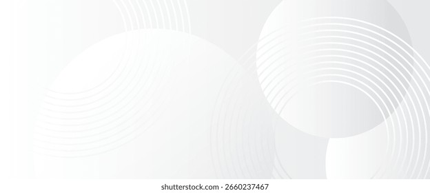 Minimal abstract background with soft white and gray tones, circular lines, and smooth gradients, perfect for elegant and modern design concepts.