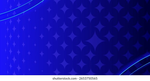 Minimal abstract background with star-shaped geometric pattern, dark blue gradient, and curved neon light detail. Perfect for presentations, branding, and technology-themed design.