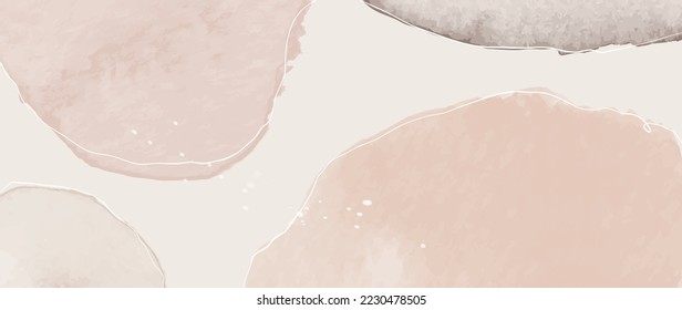 Ilustración mínima abstracta del vector de fondo. Tono de tierra suave color pastel forma orgánica, patrón punteado y arte de línea de curva. Diseño para arte de pared, impresión, afiche, decoración casera, cubierta, papel pintado.