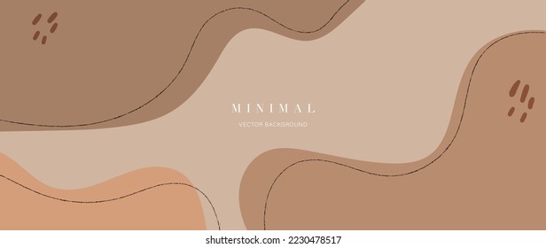 Minimal abstract background vector illustration. Soft earth tone pastel color organic shape with dotted pattern and curve line art. Design for wall art, print, poster, home decor, cover, wallpaper.