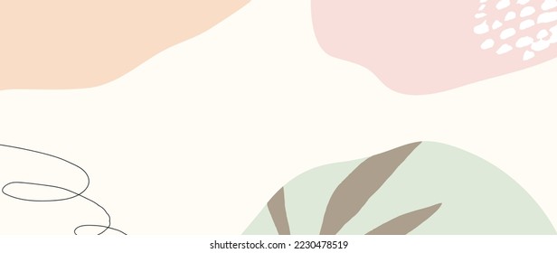 Minimal abstract background vector illustration. Soft earth tone pastel color organic shape with dotted pattern and curve line art. Design for wall art, print, poster, home decor, cover, wallpaper.