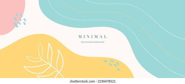 Minimal abstract background vector illustration. Earth tone pastel color organic shape with dotted pattern and curve line art. Design for wall art, print, poster, home decor, cover, wallpaper.