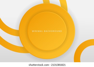 Minimal abstract banner presentation template with 3D bright circle sunny yellow dynamic color in white background. Modern fresh orange business design for sale, event, social media, party, card, post