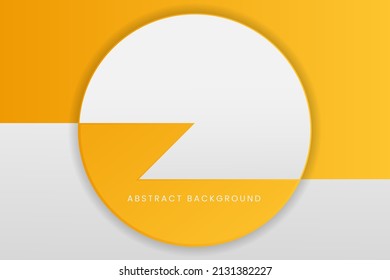 Mínima plantilla de presentación de pancartas abstractas con color dinámico amarillo brillante 3D de círculo brillante en fondo blanco. Moderno diseño de negocio naranja fresco para la venta, evento, medios sociales, fiesta, tarjeta, post