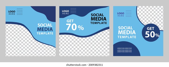 minimal abstract banner template. blue background color with stripe line shape. Suitable for social media post and web internet ads. Vector illustration with photo college. editable file