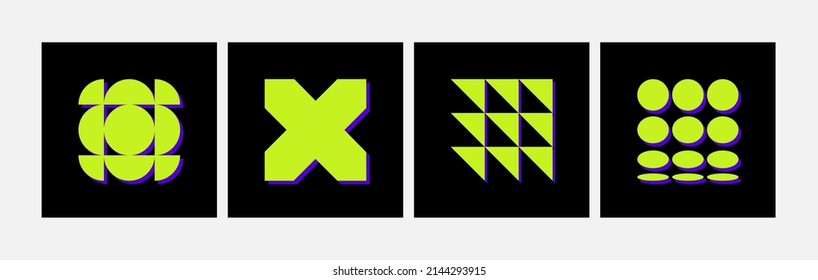 Minimal abstract bauhaus set. Geometric primitive simple bold shapes modern futuristic composition. Vector illustration