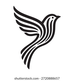 Diseño abstracto mínimo del logotipo del pájaro en un estilo plano limpio del Vector. Símbolo negro u otro monocromo aislado en un fondo blanco adecuado para uso corporativo, tecnológico, financiero, creativo y de marca.