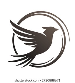 Diseño abstracto mínimo del logotipo del pájaro en un estilo plano limpio del Vector. Símbolo negro u otro monocromo aislado en un fondo blanco adecuado para uso corporativo, tecnológico, financiero, creativo y de marca.