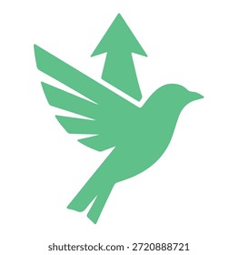 Diseño abstracto mínimo del logotipo del pájaro en un estilo plano limpio del Vector. Símbolo negro u otro monocromo aislado en un fondo blanco adecuado para uso corporativo, tecnológico, financiero, creativo y de marca.