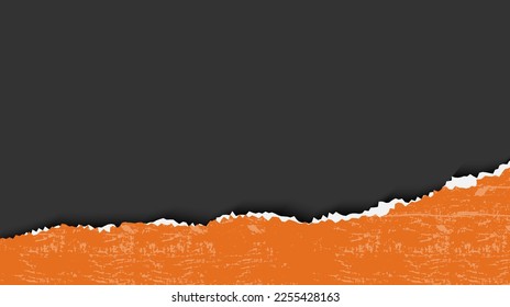 Minimal Abstract Black Orange Ripped Paper Torn Banner Background