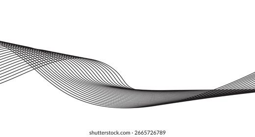 Minimal Abstract Black Wave Lines on White Background