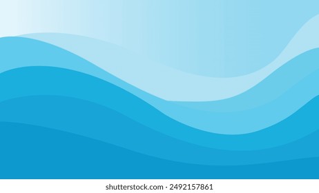 Minimal abstract blue wave background, simple flat design. Vector illustration