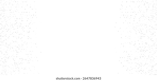 Minimal abstract border made of small gray digital dots on left and right sides, creating a modern tech-style frame on a white background.