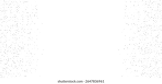 Minimal abstract border made of small gray digital dots on left and right sides, creating a modern tech-style frame on a white background.