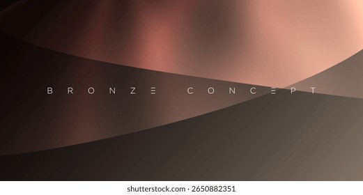 Fundo de bronze abstrato mínimo com gradientes metálicos curvos e reflexões de luz suave. Ideal para marcas elegantes, design digital, apresentações estilosas e composições criativas premium.
