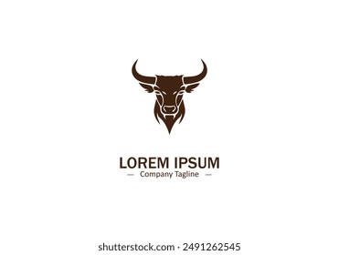 Minimale und abstrakte Stier-Logo-Ikone-Büffel-Vektorgrafik-Bison-Silhouette isoliert auf weißem Hintergrund