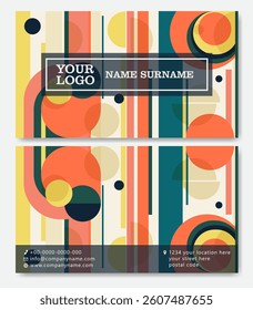 Minimal abstract business card template. Modern corporate stationery id layout colorful geometric shapes