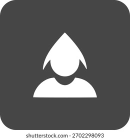 Un icono de busto minimalista y abstracto. Puede representar un alienígena, un usuario predeterminado, un avatar o un perfil.