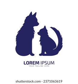 minimal and abstract cat logo kitten icon dog silhouette vector design