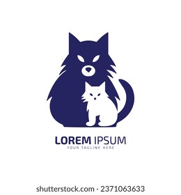 minimal and abstract cat logo kitten icon dog silhouette vector isolated design