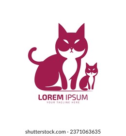 minimal and abstract cat logo with kitten icon dog silhouette vector isolated design