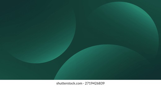 Fondo de gradiente de Vector de círculos abstractos mínimos. fondo verde oscuro con fondo de círculos lisos y superpuestos.