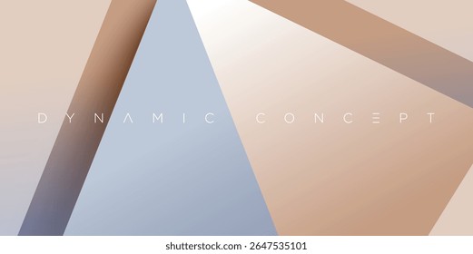 Composição abstrata mínima com interseção de formas triangulares em bronze quente e gradientes azuis frios. Um fundo vetorial moderno ideal para marcas, apresentações, cartazes, obras criativas digitais