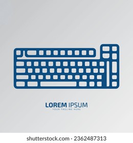 Silueta de icono vectorial del logotipo del teclado del ordenador mínimo o abstracto aislado en fondo blanco