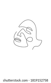 Dibujo mínimo y abstracto de línea continua de retrato de una mujer hermosa. Vector de diseño de belleza de moda