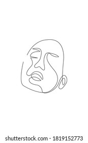 Minimal and abstract continuous line drawing of portrait of a beautiful woman. Fashion beauty design vector