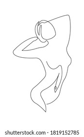 Dibujo mínimo y abstracto de línea continua de retrato de una mujer hermosa. Vector de diseño de belleza de moda