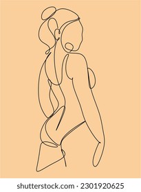 Minimal and abstract continuous line drawing of portrait of a beautiful woman. Fashion beauty design vector