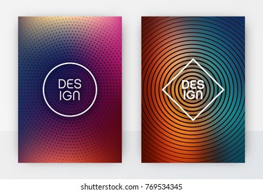 Minimal abstract cover design set - colorful flyer template - geometric style backgrounds