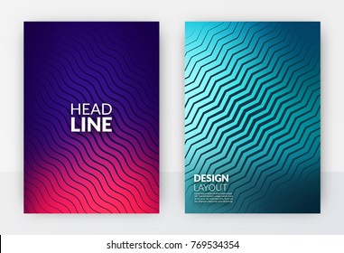 Minimal abstract cover design set - colorful flyer template - geometric style backgrounds