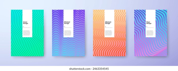 Conjunto de cubiertas abstractas mínimas. Fondo geométrico colorido moderno de medio tono. Ilustración vectorial Eps10