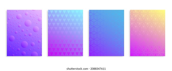 Tapas abstractas mínimas. Gradientes de semitono vectoriales. Plantilla de futuro geométrico para volante, afiche, folleto e invitación. Patrones geométricos futuros. Vector