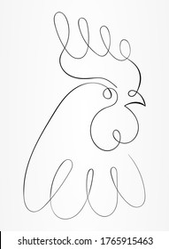 A minimal, abstract and creative line art rooster, chicken and cock logo