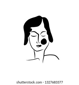 Minimal abstract cubism face. Art in matisse style. Linear abstract human face. Minimalist avatar of man or woman. Continuous line drawing. Design for sticker, print on fabric, stationery, poster
