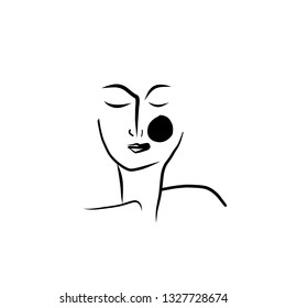 Minimal abstract cubism face. Art in matisse style. Linear abstract human face. Minimalist avatar of man or woman. Continuous line drawing. Design for sticker, print on fabric, stationery, poster
