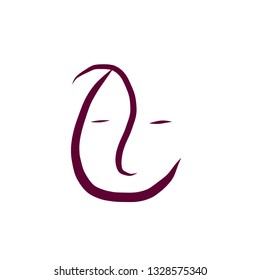 Minimal abstract cubism face. Art in matisse style. Linear abstract human face. Minimalist avatar of man or woman. Continuous line drawing. Design for sticker, print on fabric, stationery, poster
