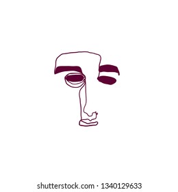 Minimal abstract cubism face. Art in matisse style. Linear abstract human face. Minimalist avatar of man or woman. Continuous line drawing. Design for sticker, print on fabric, stationery, poster
