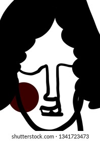 Minimal abstract cubism face. Art in matisse style. Linear abstract human face. Minimalist avatar of man or woman. Continuous line drawing. Design for sticker, print on fabric, stationery, poster
