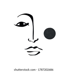 Un mínimo cubismo abstracto. Cara lineal abstracta. avatar minimalista de hombre o mujer. Dibujo continuo de líneas. El diseño de la decoración casera. 