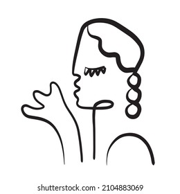 Minimal abstract cubism face. Linear abstract face. Minimalist avatar of man or woman. Continuous line drawing. Design for home decor. 